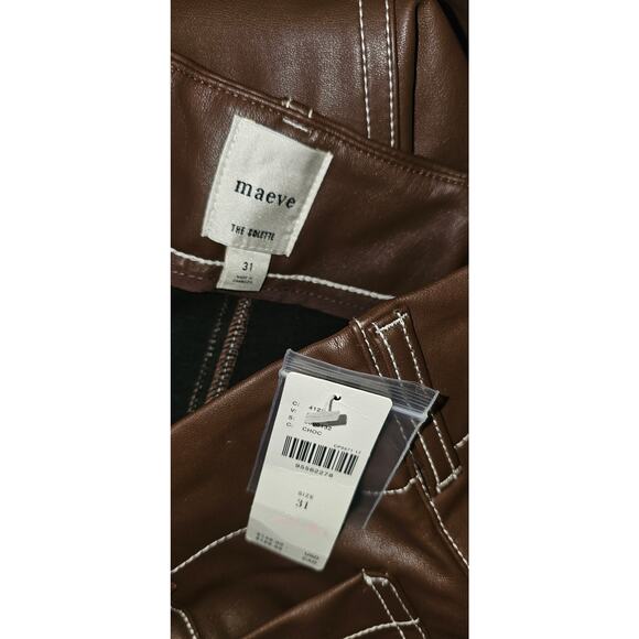 NWT Anthropologie The Colette Cropped Wide-Leg Pants by Maeve Faux-Leather SZ 31 - Picture 5 of 5